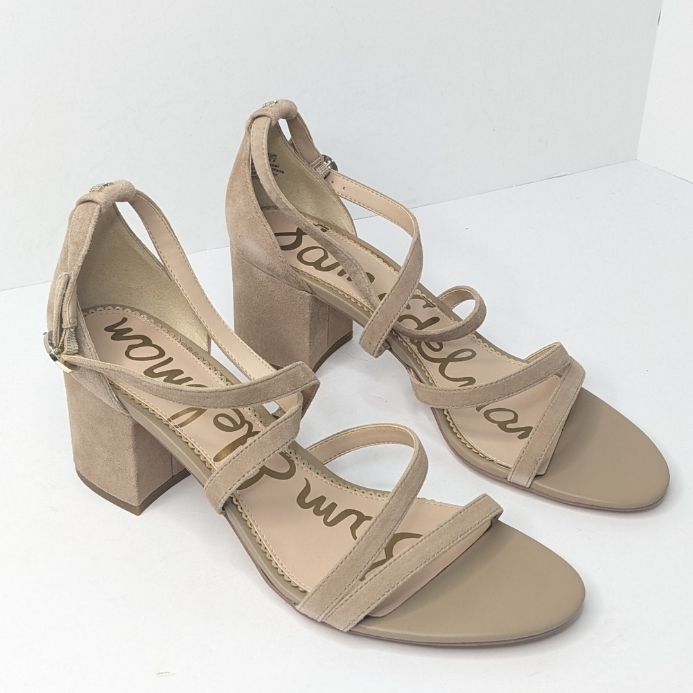 Sam Edelman Beige Strappy Block Heel Sandals